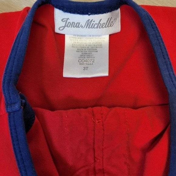 Jona Michelle Sleeveless Patchwork Red White Blue Dress Girls Size 3T - Picture 3 of 3